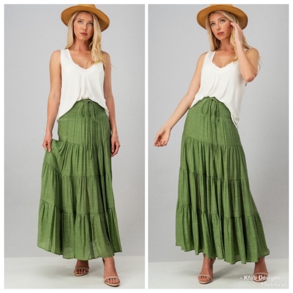 Only 1 Left! Flowy Tiered Gauze Peasant Maxi Skirt - Picture 3 of 9